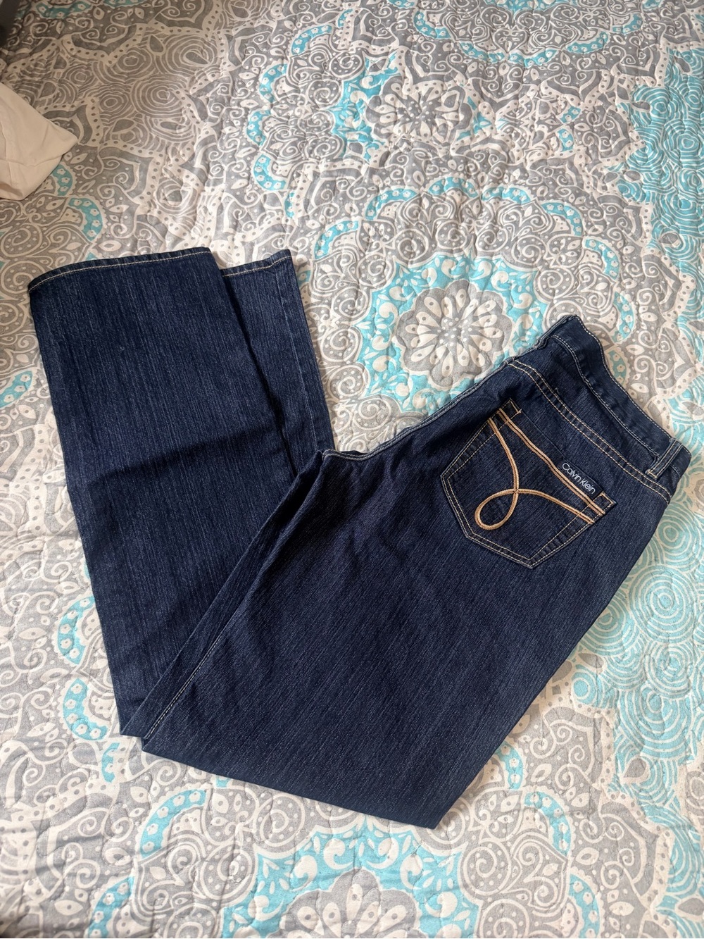 Calvin Klein Jeans Dark Indigo Bootcut Jeans with Contrast Stitching 10/30   #15